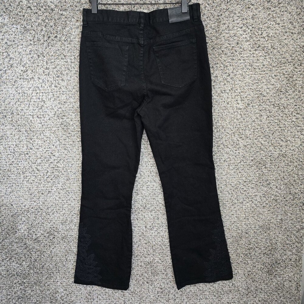 Lauren Ralph Lauren Jeans Womens 8 Black Denim Embroidered Zip Boot Cut 5 Pocket - Picture 7 of 7